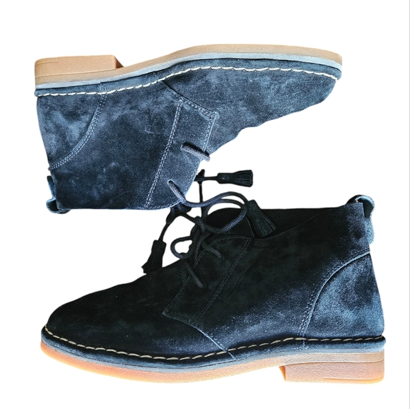 HUSH PUPPIES Women's Cyra Catelyn Ankle Boot sz 6 navy blue suede leather Fall - Picture 4 of 11